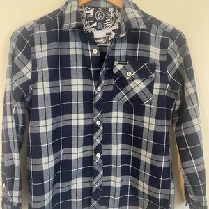Volcom Boys Blue Plaid Flannel Shirt